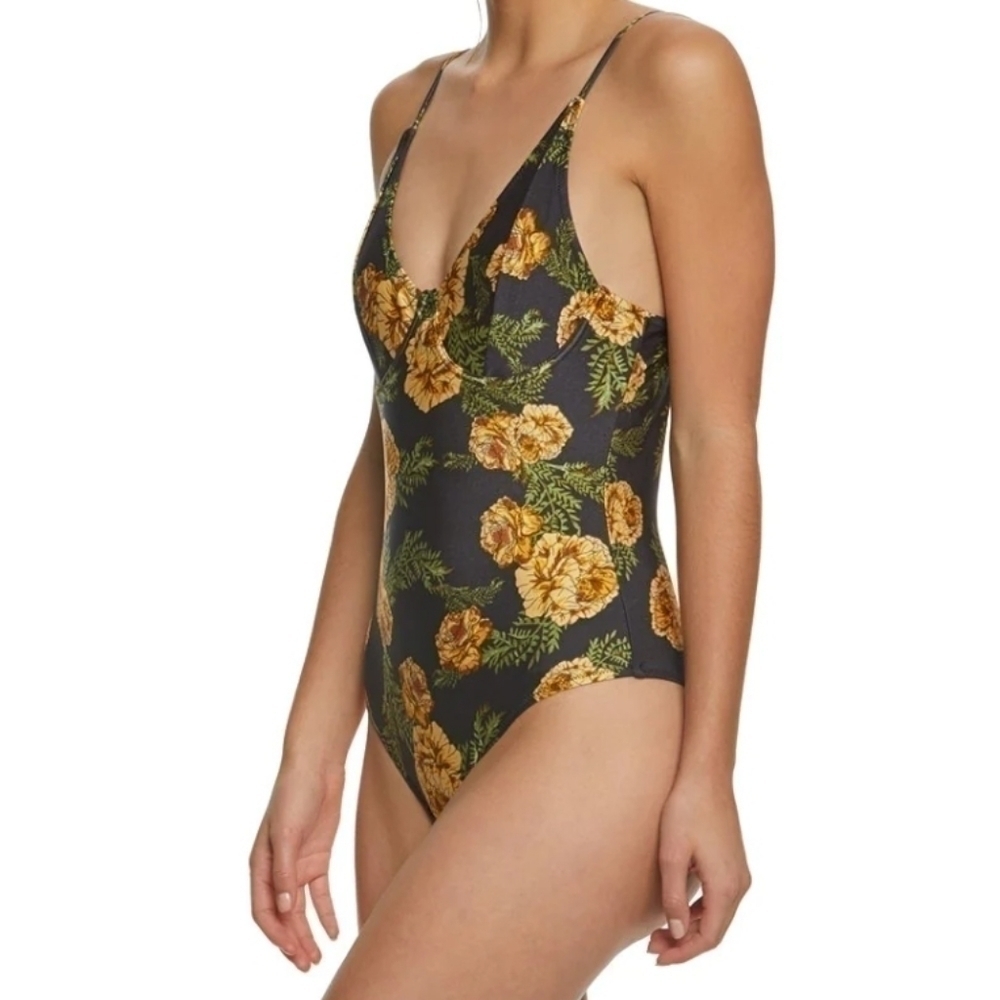 Somedays Lovin River Run One Piece Floral cheeky Swimsuit size XS‎
